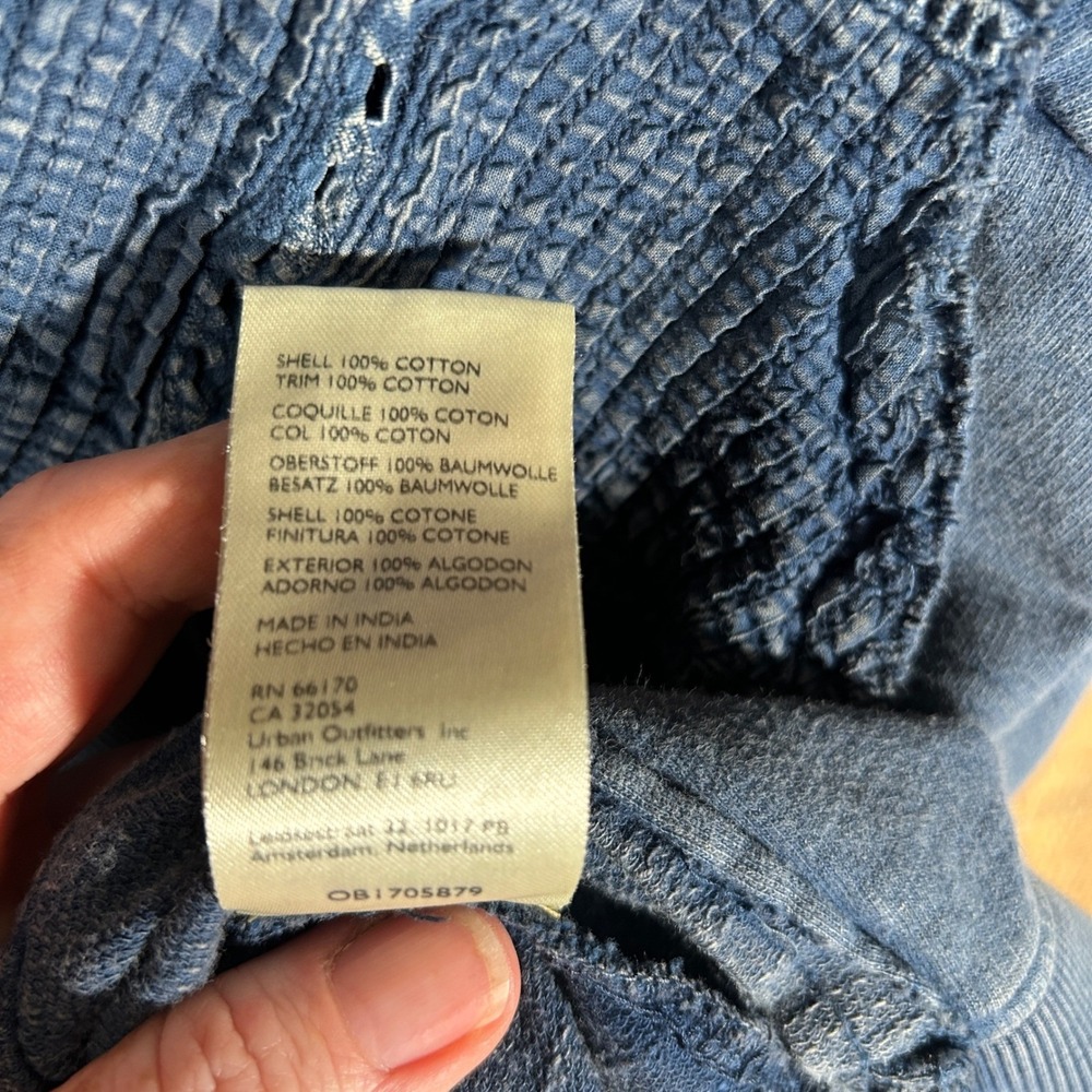 Anthropologie Pilcro Pintuck Henley Sweatshirt XS Blue Oversized Boho Pullover - Picture 5 of 6